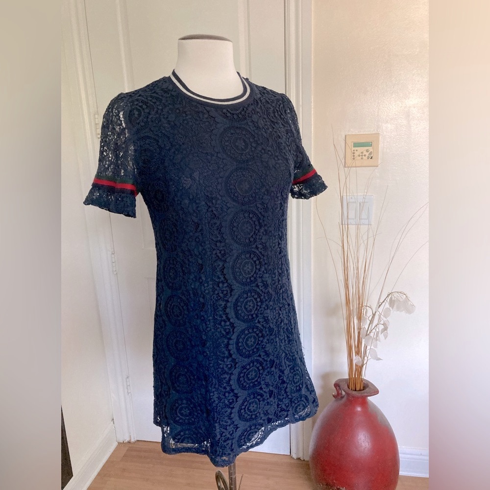 Hazel Anthropology Blue Lace Mini Dress